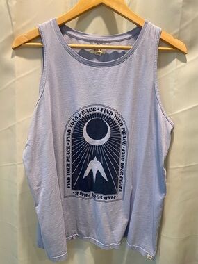 Pact Light Blue Crewneck “Find Your Peace” Tank Top